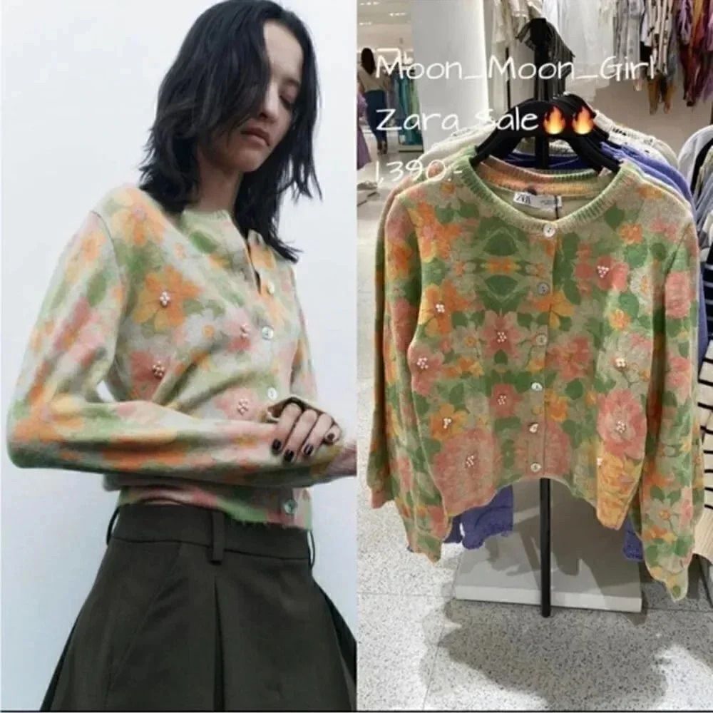 ZARA FLORAL BEADED CARDIGAN - Picture 5 of 12